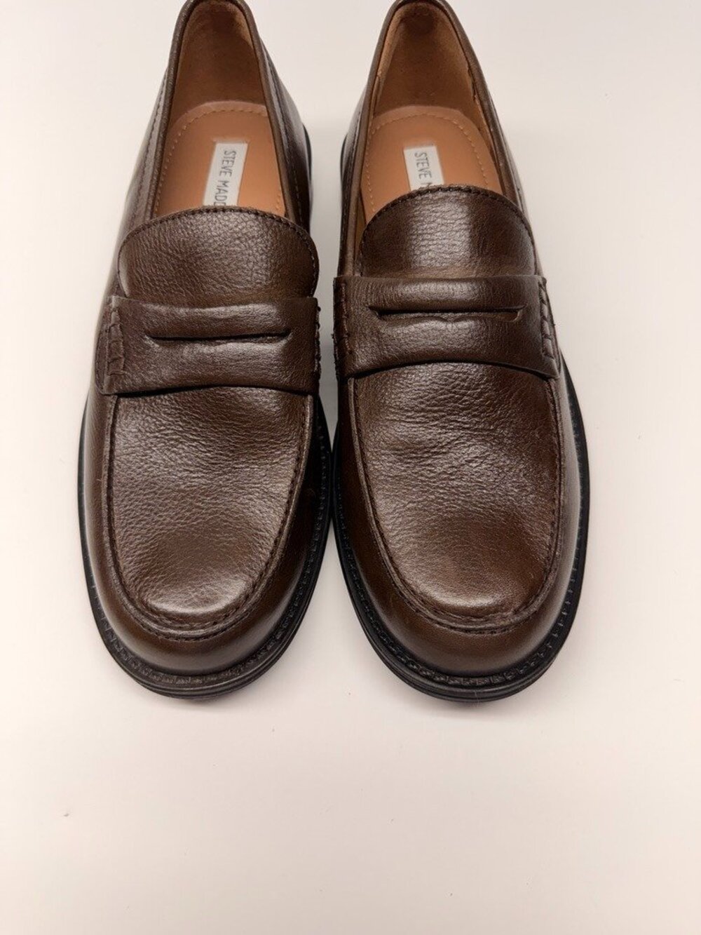 Steve Madden Men's Brown Leather Draggo Penny Loafer Sz 9.5 - Picture 3 of 9